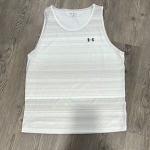 Under Armour Men's Striped White Tank Top